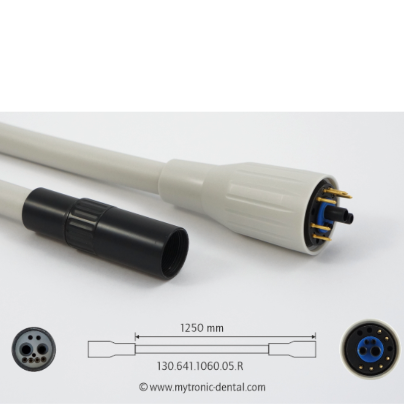 Mytronic Motorschlauch passend für NSK® M40/M40 XS Motor grau/Hülse schwarz/1250 mm/mit für KaVo® Einheit: 1057/1060Wasserregler/mit Licht/mit geräteseitiger Kupplung für KaVo® Einheit: 1057/1060 Dental