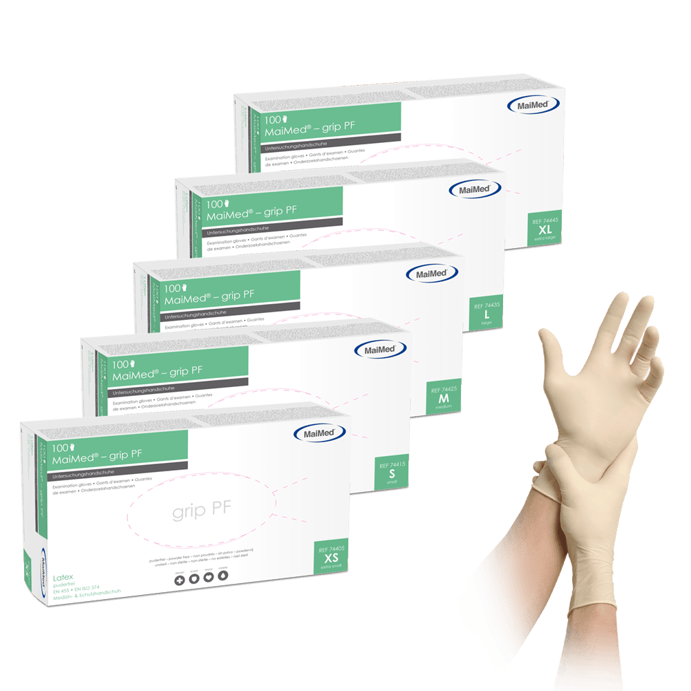 MaiMed® grip PF Latex Untersuchungshandschuhe Medizin Dentalbedarf