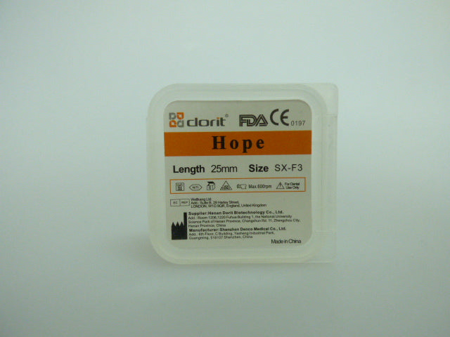 Dorit Hope Niti Blue Heat Activation Rotary Files, SX-F3,  Length 25mm, 6 per Stück