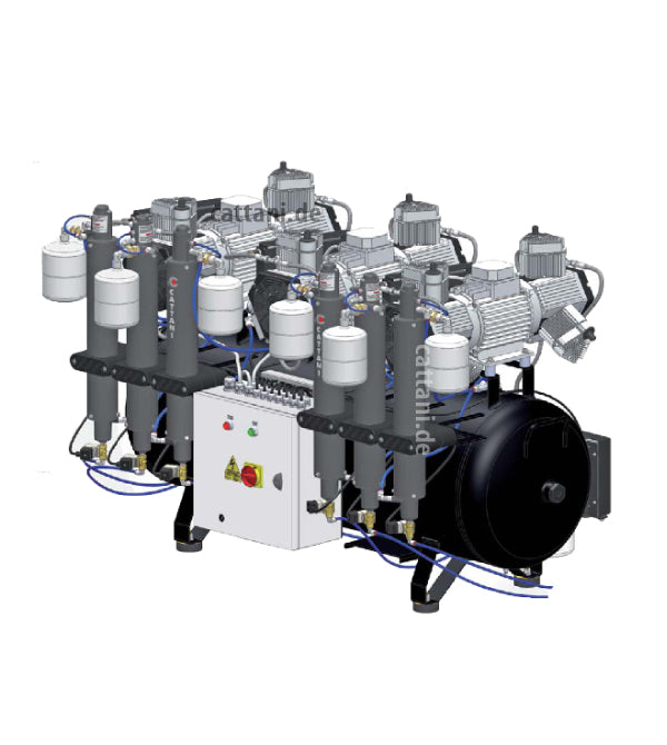 Cattani 6-Zylinder-Tridem-Kompressor mit 300l Tank - Behandler bis zu 24 Dentalshop