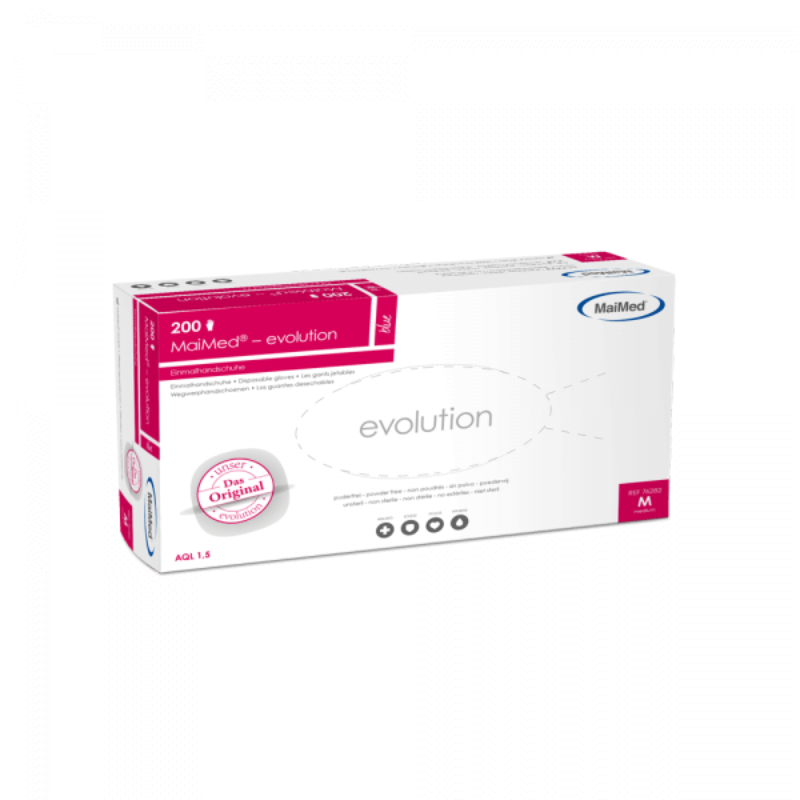 MaiMed® – evolution white Handschuhe 200 Stück für Lebensmittelindustrie Zahnarztbedarf